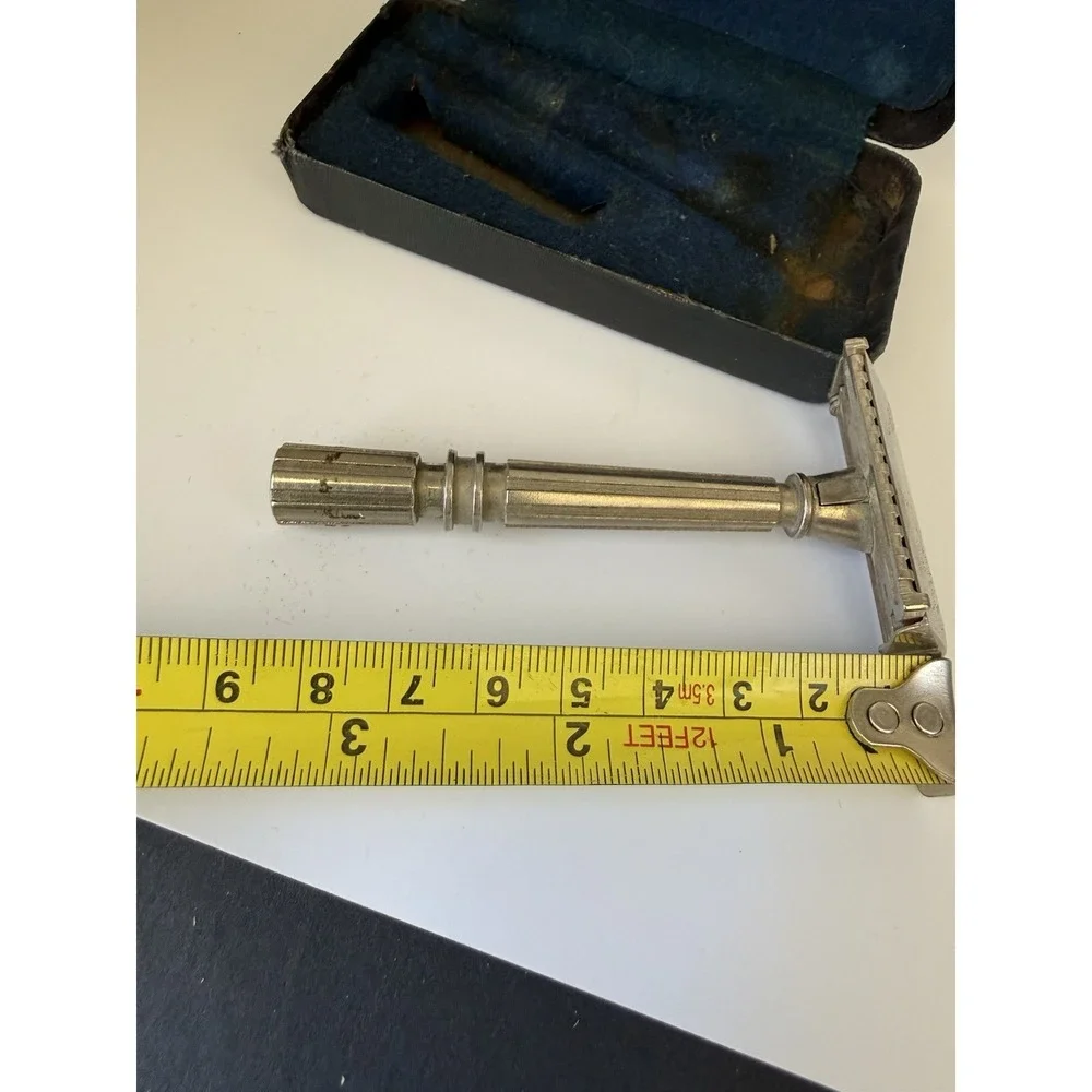 Vintage‎ GEM Micromatic Open Comb Safety Razor USA w Case Pat 1769280 Set
